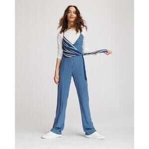 rag & bone Felix silk Jumpsuit $818 size 4 100% silk in blue